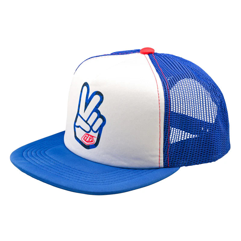 TLD TRUCKER SNAPBACK; PEACE OUT WHITE / BLUE OSFA