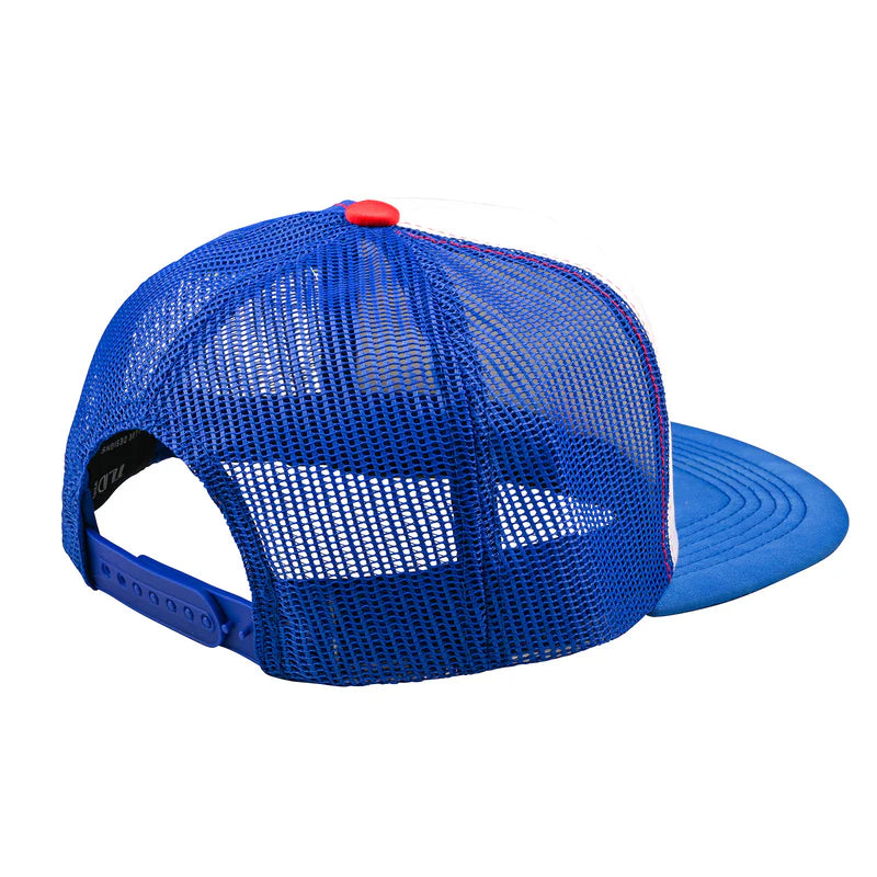 TLD TRUCKER SNAPBACK; PEACE OUT WHITE / BLUE OSFA